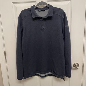 Arc'teryx Captive LS Polo Shirt Men's L Large Navy Blue Long Sleeve Performance